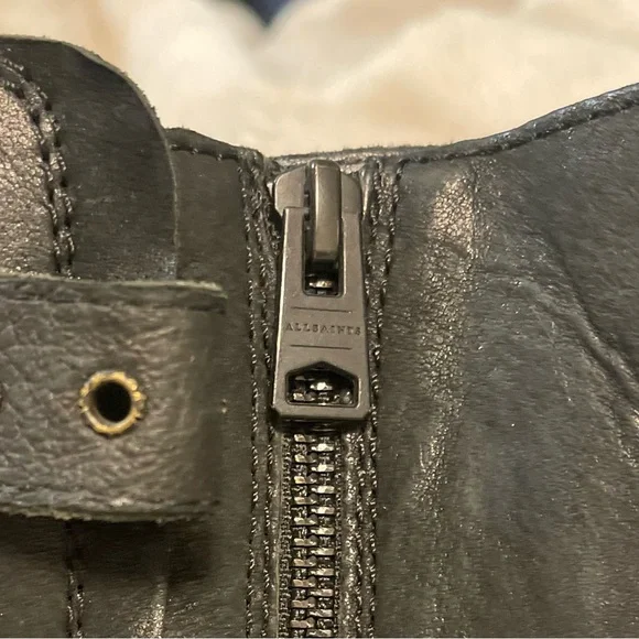 All Saints Black Leather Zipper Boots - Picture 4 of 10